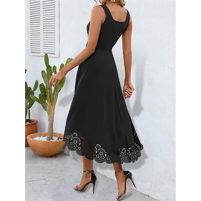 Women's Mini Dress Black Dress Graduation Dress Party Dress Cocktail Dress Elegant Fashion Party Wedding Guest Cocktail Party Regular Fit Plain Sleeveless Spaghetti Strap Black Wine Summer4