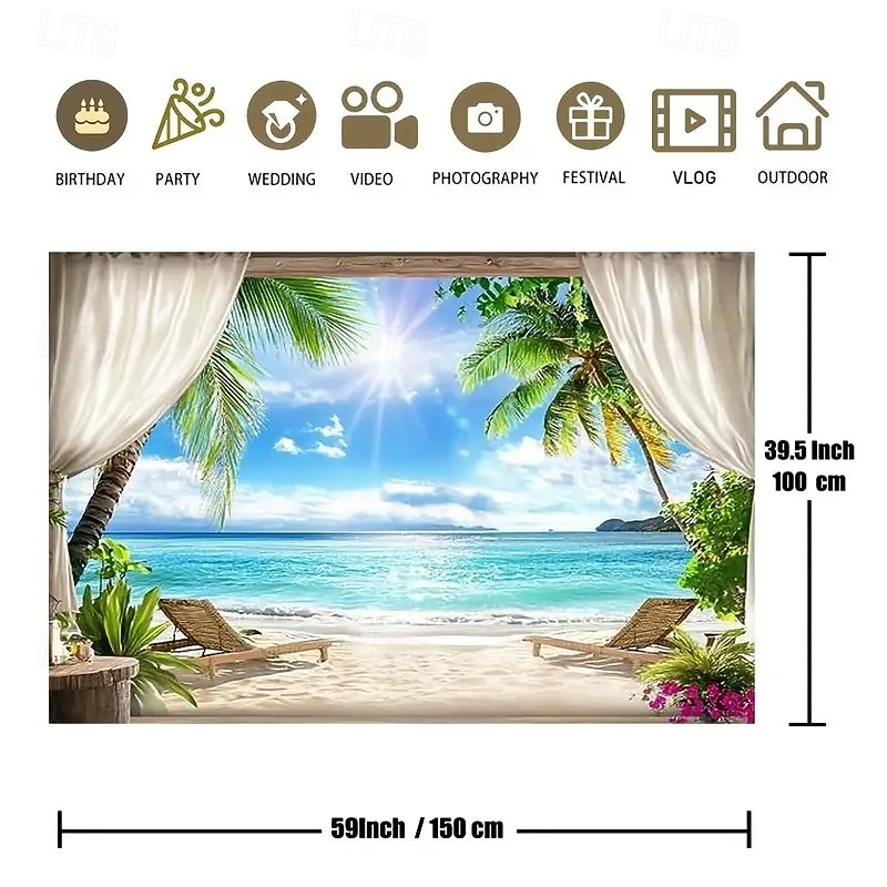 Landscape Ocean Beach Hanging Tapestry Wall Art Large Tapestry Mural Decor Photograph Backdrop Blanket Curtain Home Bedroom Living Room Decoration4