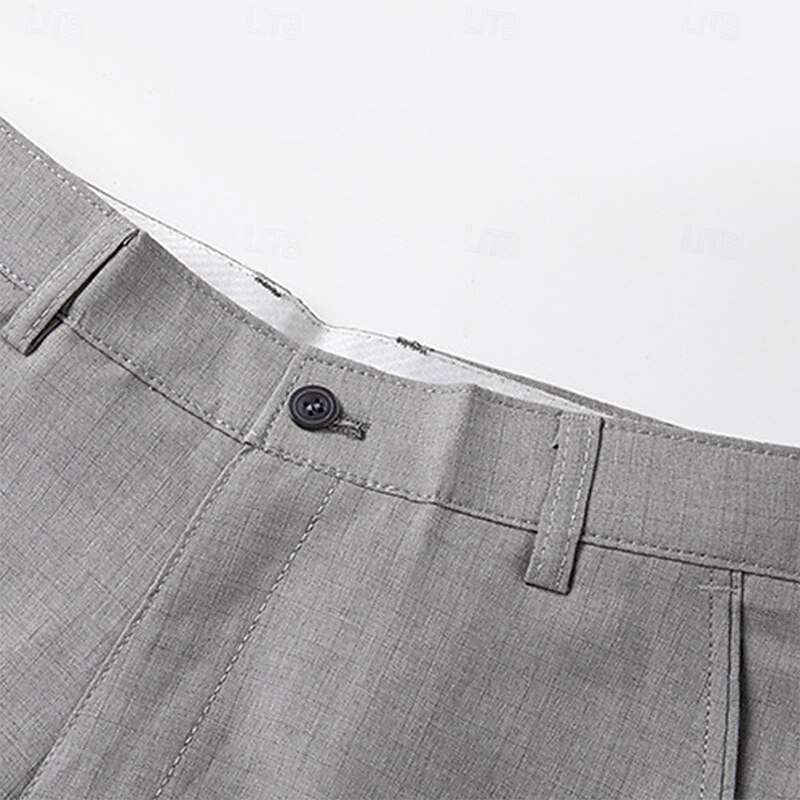 Men's Shorts Dress Shorts Pocket Straight Leg Plain Comfort No-Iron Knee Length Office Business Daily Fashion Streetwear Smoky gray Black4