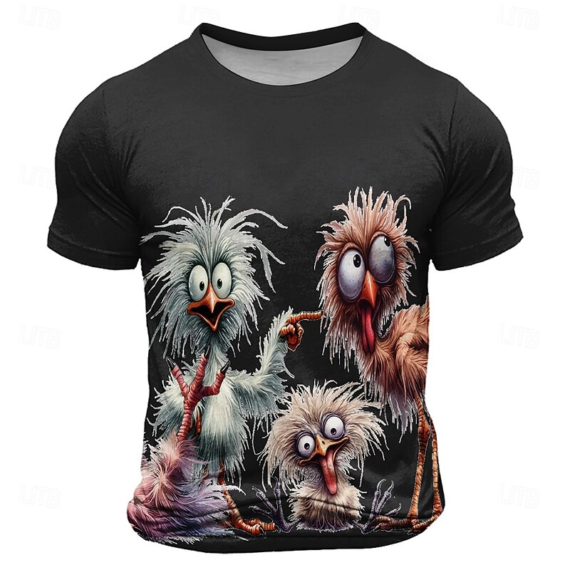 Men's Animal Funny T Shirt Short Sleeve T shirt 3D Print Crew Neck Shirt Exaggerated Designer Party Holiday Black White Blue Summer Spring Clothing Apparel S M L XL XXL XXXL2