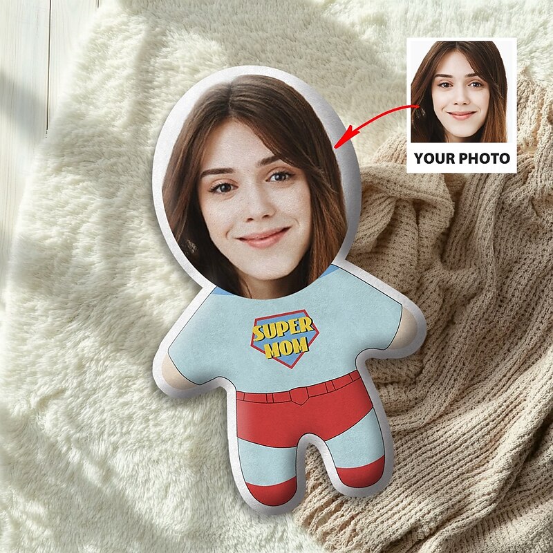 Personalized Gift Memorial Pillow Super Mom,Cuddly, Duplex Printed, Hand Washable, Contemporary Designed, Zipper Closed, Cotton Filled, All-Season Decorative Throw Pillow Monther's Day2