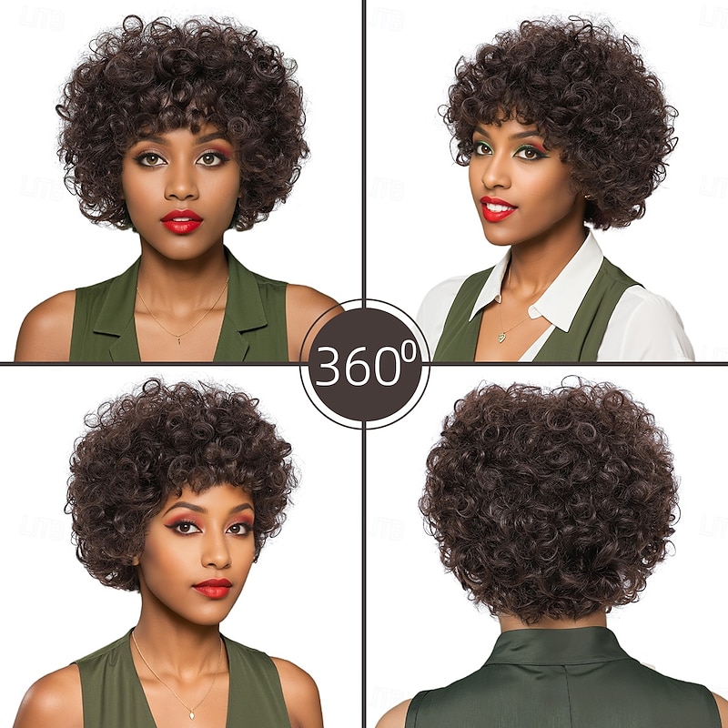 Synthetic Wig Wavy Curly Weave Short Bob Asymmetrical Machine Made Wig 30 inch A1 Synthetic Hair Women's Classic Comfortable Color Gradient Brown4