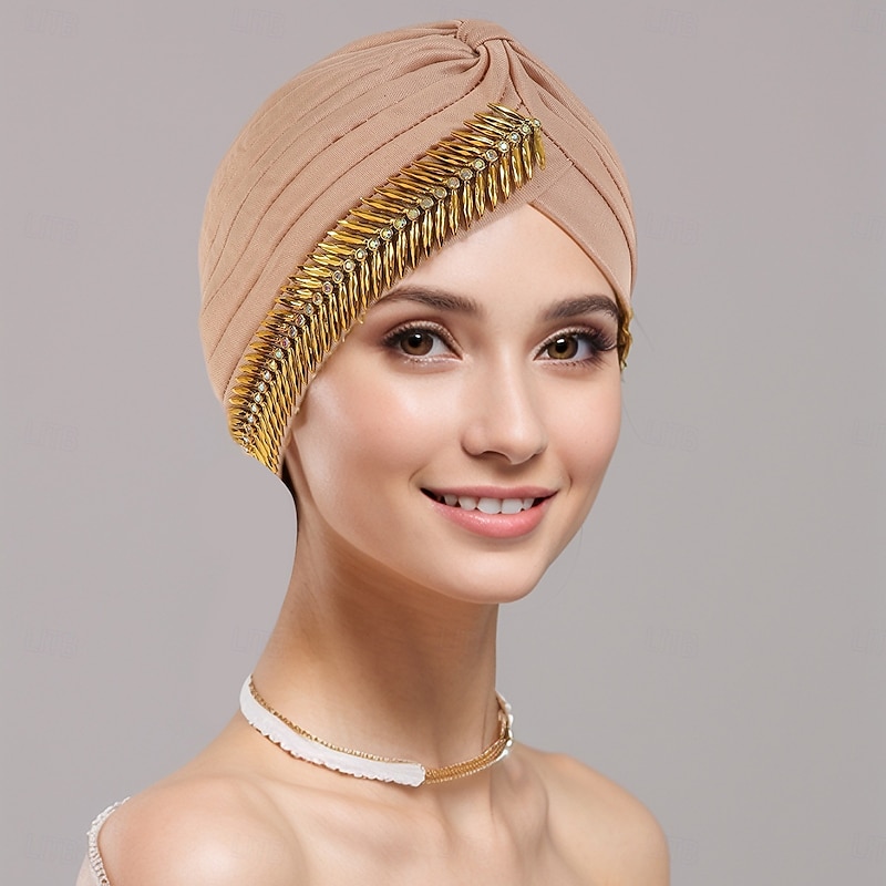 Headwear Polyester / Cotton Blend Floppy Hat Turbans Casual Church With Bows Sequin Headpiece Headwear2