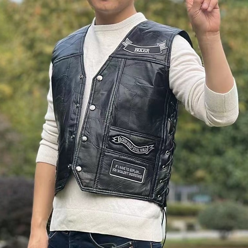 Retro Vintage 1980s Motorcycle Vest Leather Vest Bikers Rocker Glossy Finish Eagle Fancy Dress Men's Party Casual Daily Pride Parade Adults' Vest Spring & Summer3