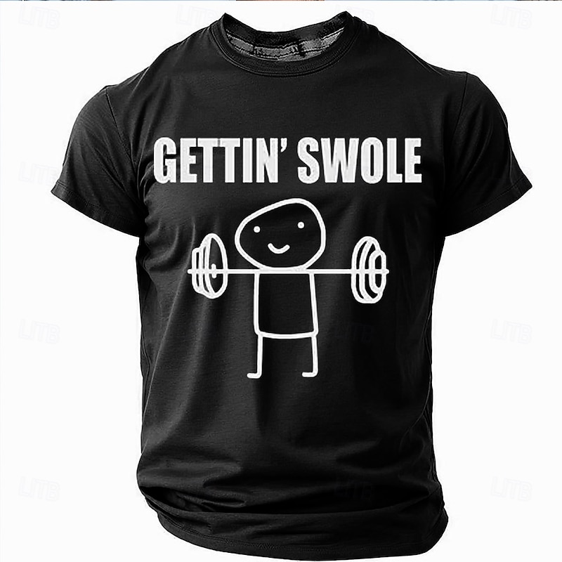 Mens Gettin' Swole Gym Workout Fitness Graphic T-Shirt3