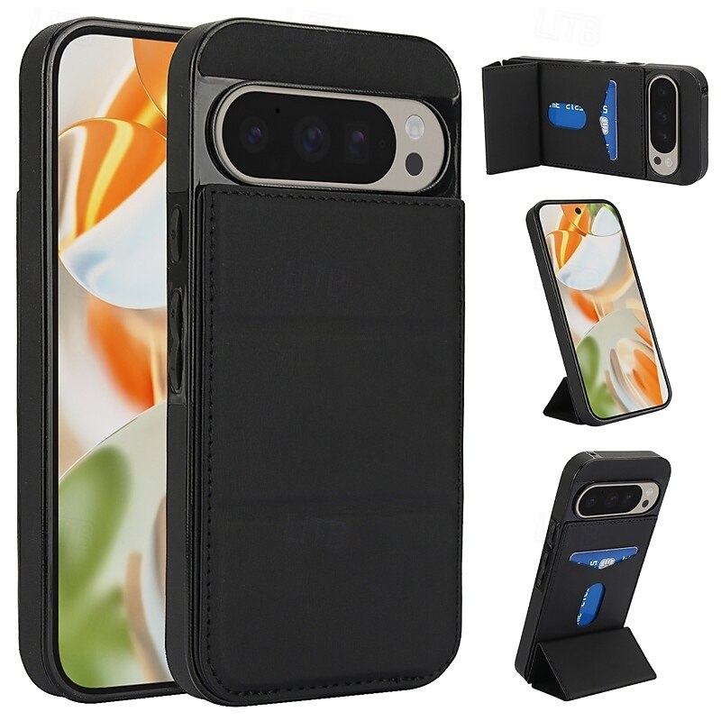 Phone Case For Google Pixel 9 Pro Pixel 9 Pro XL Pixel 8 Pro Pixel 8 Pixel 9 Back Cover with Stand Holder Magnetic Card Slot Retro TPU PU Leather4