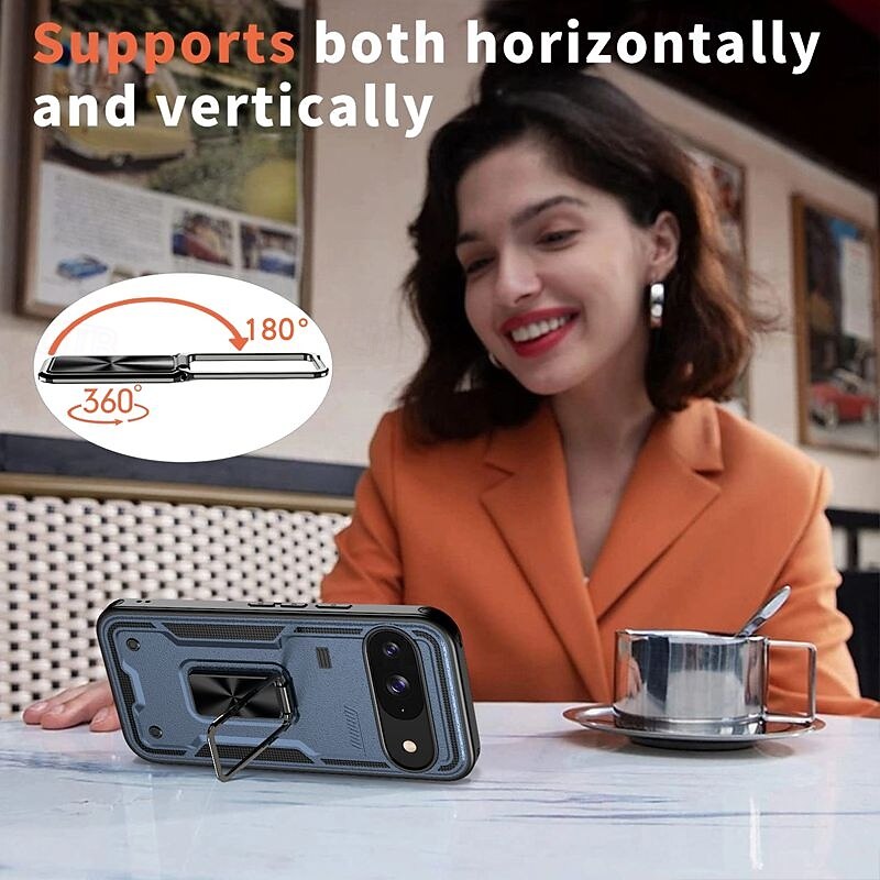 Phone Case For Google Pixel 9 Pro Pixel 9 Pro XL Pixel 9 Back Cover Ring Holder Magnetic Shockproof Retro TPU PC4