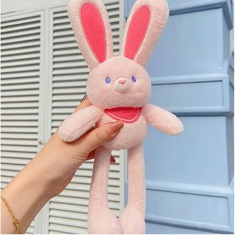 Easter Gift for Kids Pull Up Rabbit Plush Toy,Easter Bunny Pull-up Toys,nteractive Stretchy Design Funny Rabbit Keychain Plush Rabbit Toy,12" Pull up Rabbit Pendant for Birthdays4