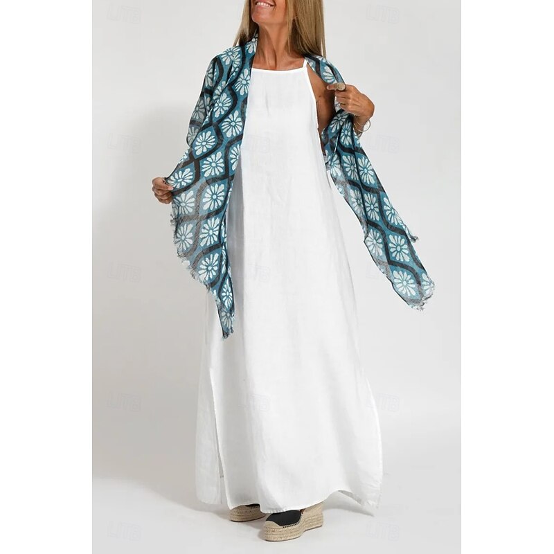 Women's Long Dress Maxi Dress Cotton Linen Dresses Cotton Linen Dress Slip Dress Fashion Basic Modern Daily Beach Weekend Regular Fit Plain Sleeveless Spaghetti Strap Black White Army Green Summer4