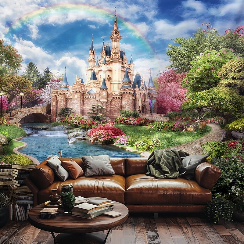 Landscape Garden Theme Hanging Tapestry Wall Art Large Tapestry Mural Decor Photograph Backdrop Blanket Curtain Home Bedroom Living Room Decoration2