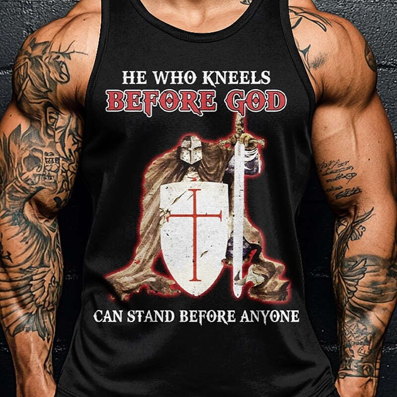 Men's Knights Templar T Shirt Vest Top Sleeveless T shirt 3D Print Crew Neck Shirt Fashion Designer Casual Black Summer Spring Clothing Apparel S M L XL XXL XXXL2