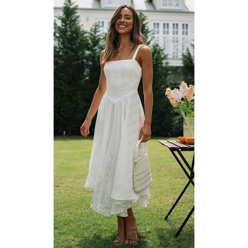 Retro Vintage Medieval Renaissance Midi Dress Flare Dress Corset Regency Inspired Solid Color Fancy Dress Women's Wedding Vacation Casual Daily Adults' Dress3