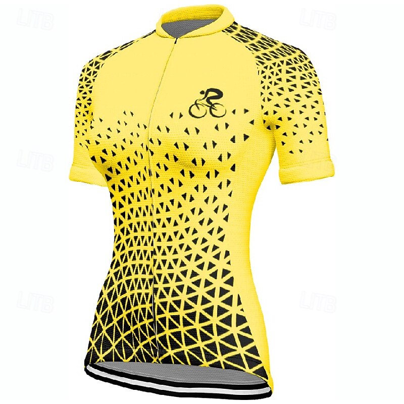 Women's Cycling Jersey Geometric Short Sleeve Bike Tee Tshirt Jersey with 3 Rear Pockets Mountain Bike MTB Quick Dry Anatomic Design Wicking Breathable Sports Yellow Red Purple Clothing Apparel