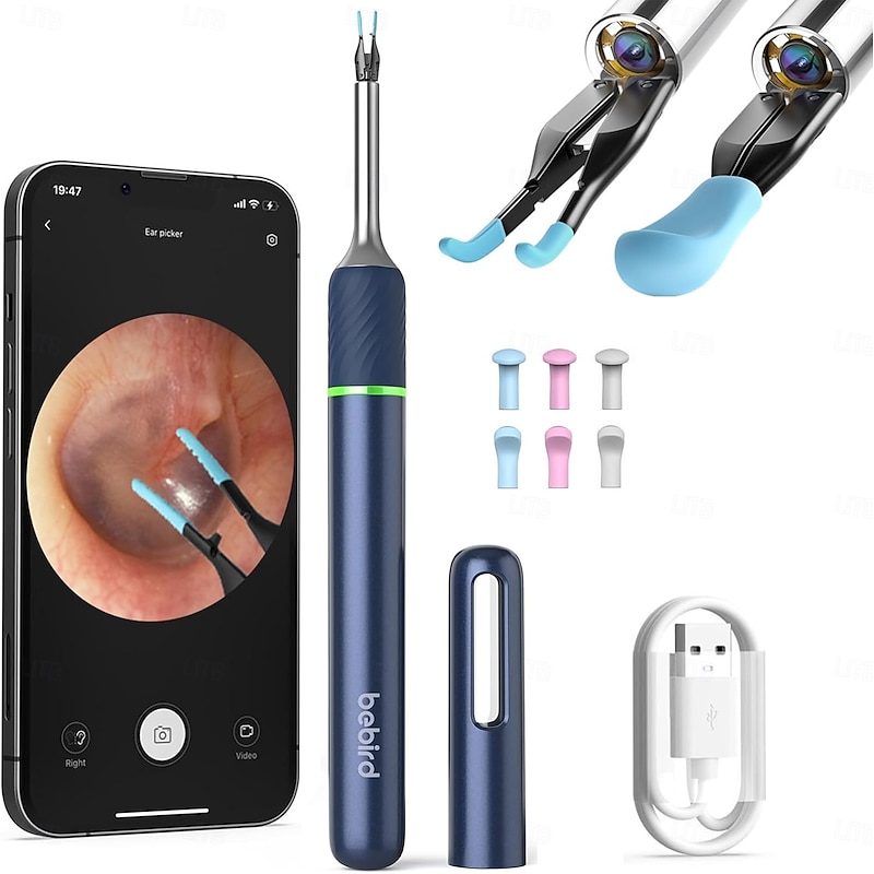 Bebird NOTE5 Ear Wax Removal Tool Camera Endoscope, 3Light Modes H-Speed WiFi 6Axis Intelligent Gyroscope Safe Professional 1080p Smart Visual Ear Cleaner with Camera