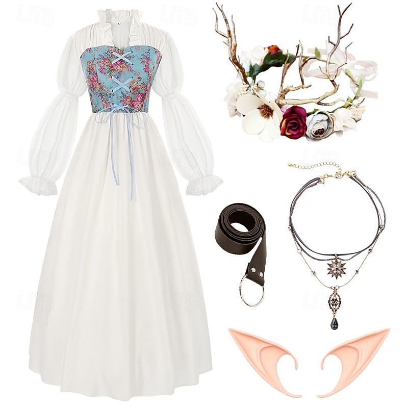 Retro Vintage Medieval Renaissance Dress Accesories Set Viking Elven Fancy Dress Women's Halloween Carnival Masquerade LARP Adults' Dress More Accessories Earrings2