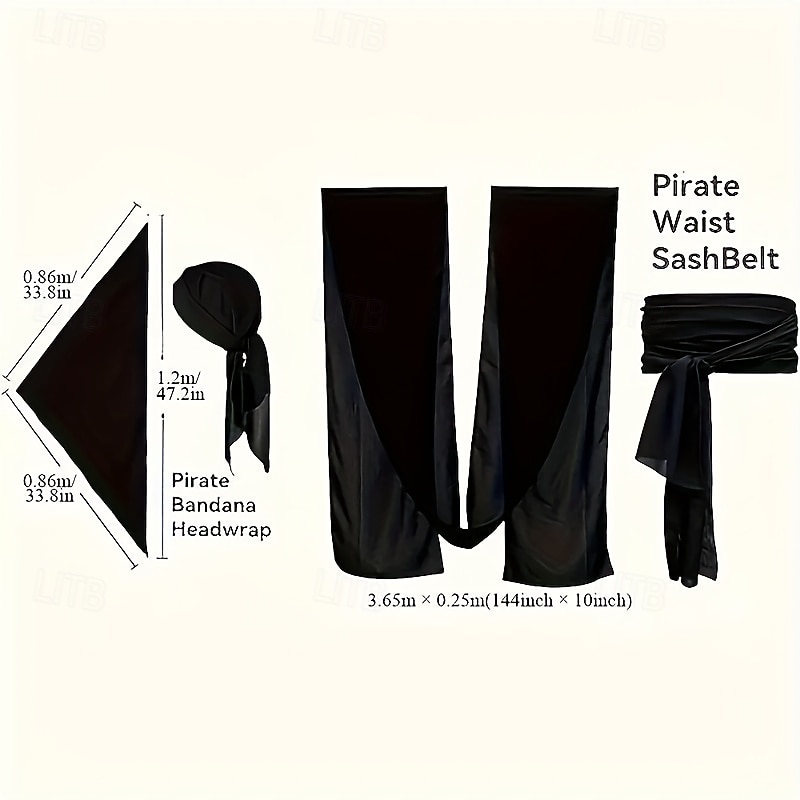 Retro Vintage Medieval Renaissance Waist Belt Headwraps Eye Patch Fancy Dress Men's Women's Unisex Halloween Carnival Performance LARP Adults' Belt Headwear Eye Patch4