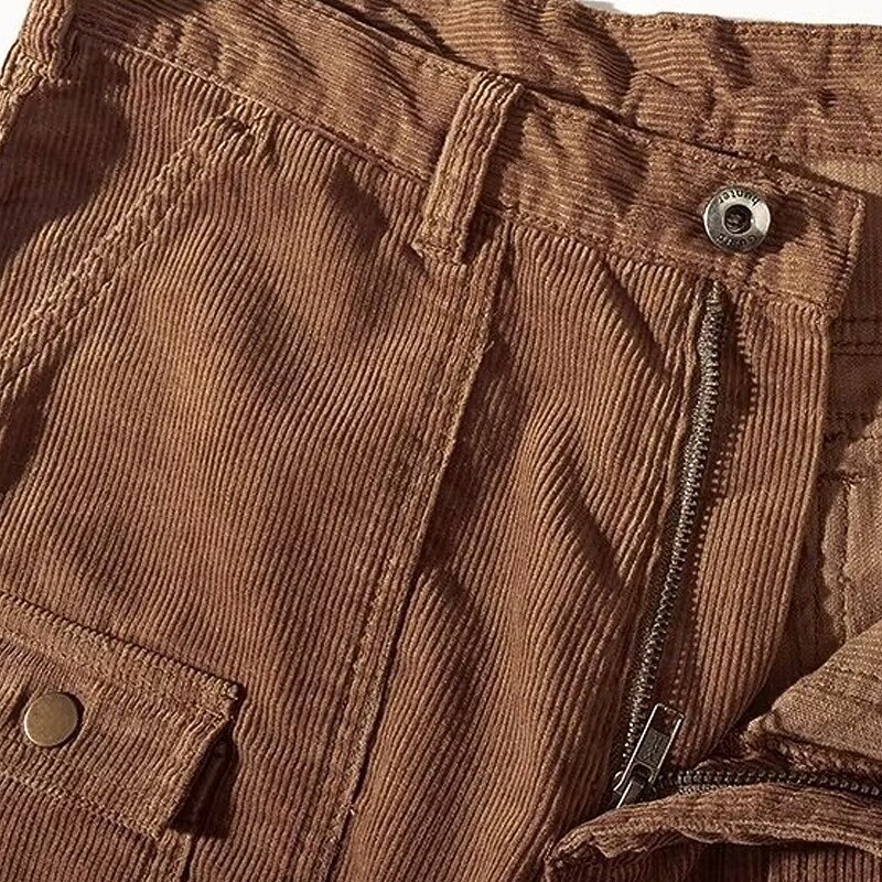 Men's Cargo Shorts Casual Shorts Corduroy Shorts Buttons Multi Pocket Straight Leg Plain Breathable Moisture Wicking Knee Length Outdoor Casual Camping & Hiking Fashion Streetwear Navy Blue Green4