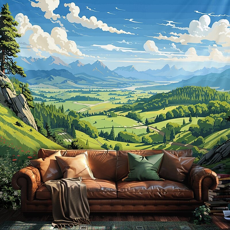 Landscape Mountain River Hanging Tapestry Wall Art Large Tapestry Mural Decor Photograph Backdrop Blanket Curtain Home Bedroom Living Room Decoration4