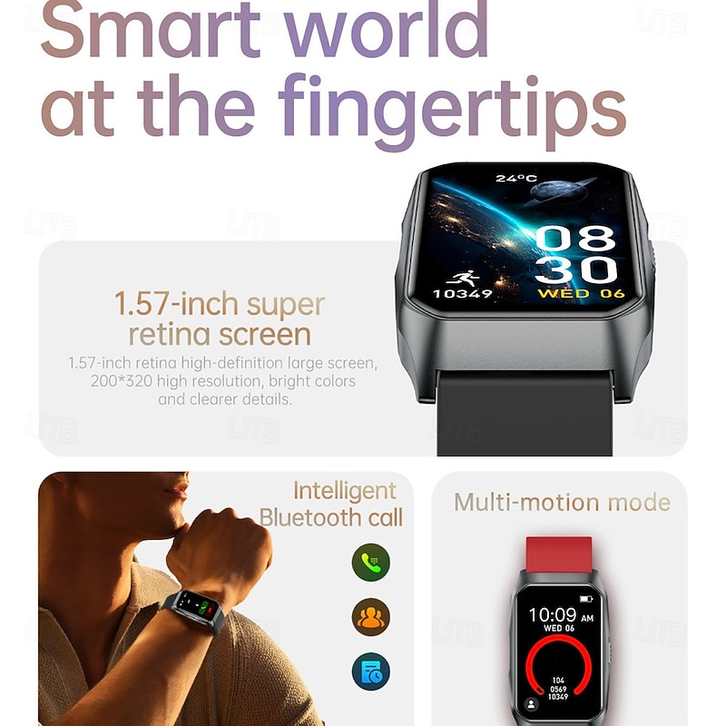 696 T69 Smart Watch 1.57 inch Smartwatch Fitness Running Watch Bluetooth Pedometer Call Reminder Sleep Tracker Compatible with Android iOS Women Men Hands-Free Calls IPX-0 27mm Watch Case4