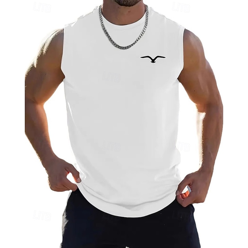 Men's Tank Top Vest Top Undershirt Sleeveless Shirt Sleeveless Crewneck Summer Graphic Fashion Designer Vacation Street Going out Black White Yellow Top Tee for Men2
