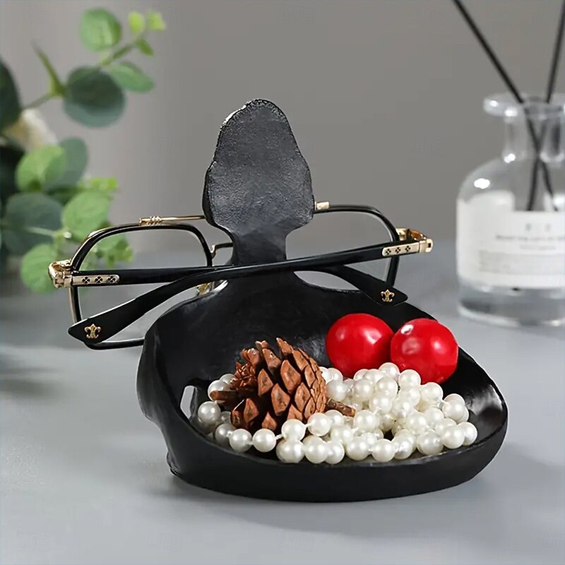 Resin Skull Glasses Holder, Gothic Eyewear Stand for Desk, Resin Storage Ornament, Home Office Decor, Handicraft Figurine3
