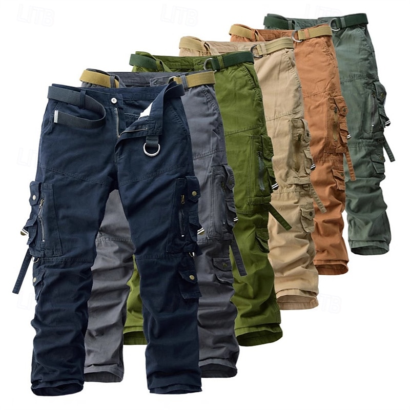 Men's Cargo Pants Trousers Buttons Multi Pocket Plain Quick Dry Wearable Full Length Outdoor Daily Camping & Hiking Fashion Classic Black Yellow