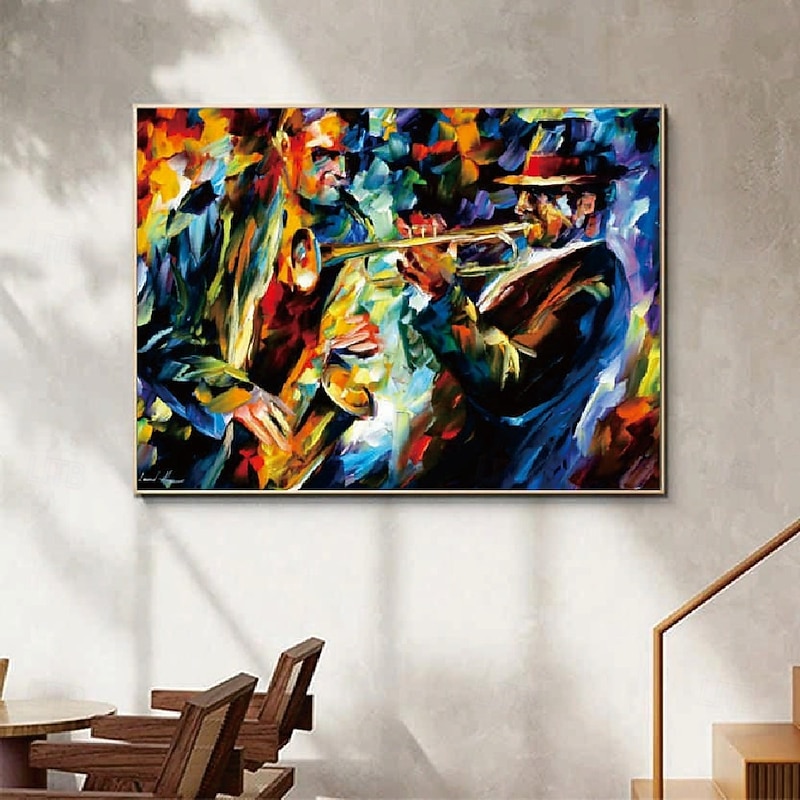 Pure Hand-painted Oil Painting Abstract Jazz Music Oil Painting on Canvas Large Wall Art  Textured Black Jazz Art Modern Living Room Home Decor Gift for Musician oil paintings2