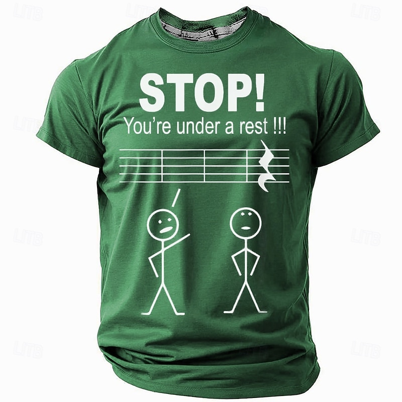 Men's Music Funny T Shirt Short Sleeve T shirt 3D Print Crew Neck Shirt Fashion Daily Street Daily Black Red Green Summer Spring Clothing Apparel S M L XL XXL XXXL