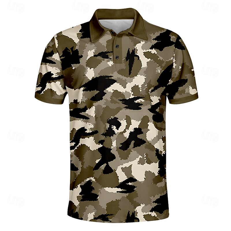 American Independence Day Men's Printing Polo Short Sleeve Polo Shirts Collared Shirts Casual Outdoor Daily Wear 3D Print Summer Spring Fall Black Blue Brown3