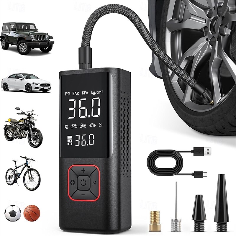 Cordless Tire Inflator Portable Air Compressor 150PSI Air Pump with Auto Shutoff Function for Car Tires Motorcycle Balls2