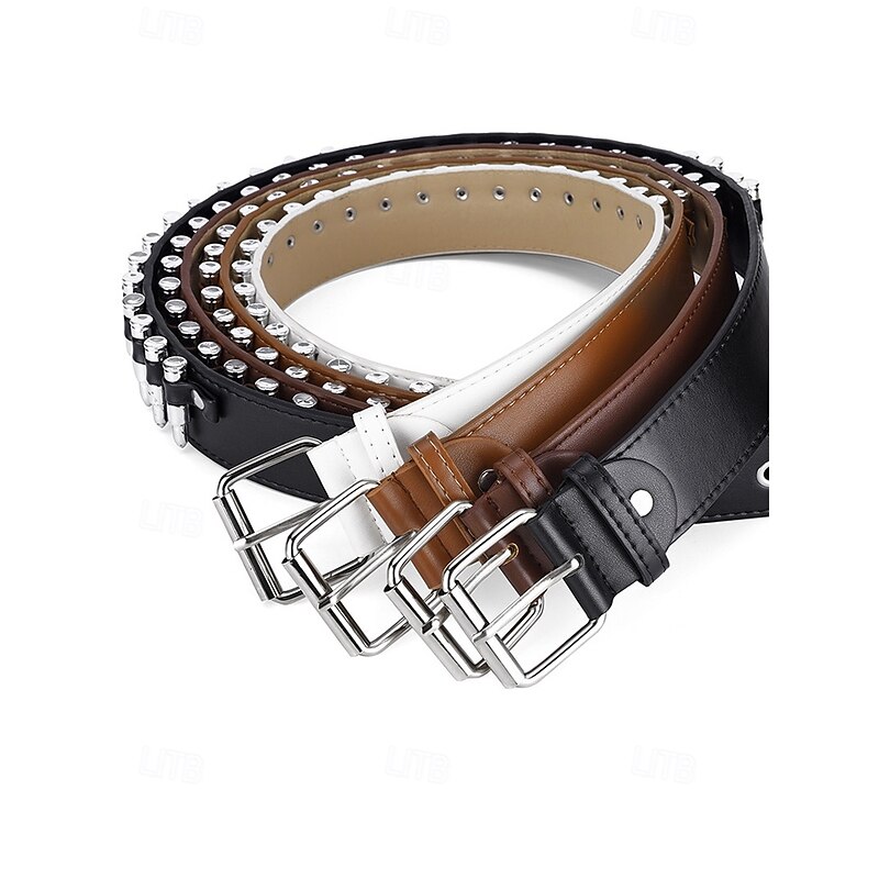 Men's Punk Rock Bullet Studded Belt – Black Faux Leather Gothic Rivet Belt with Metal Buckle for Biker, Concert and Festival Wear3