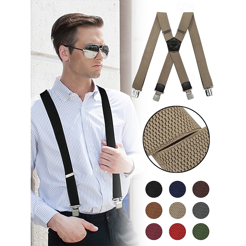Men's elastic band metal clip adjustable men's suspenders - classic and versatile, suitable for fashion-conscious business and semi-formal occasions