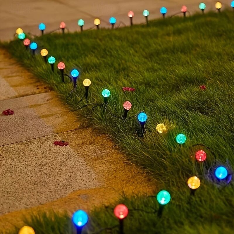 1 Pc 30 LED Solar Pathway Lights Patio Lights 8 Modes Lighting Waterproof Outdoor Fairy String Lights for Sidewalk Backyard Lawn Holiday Decoration2