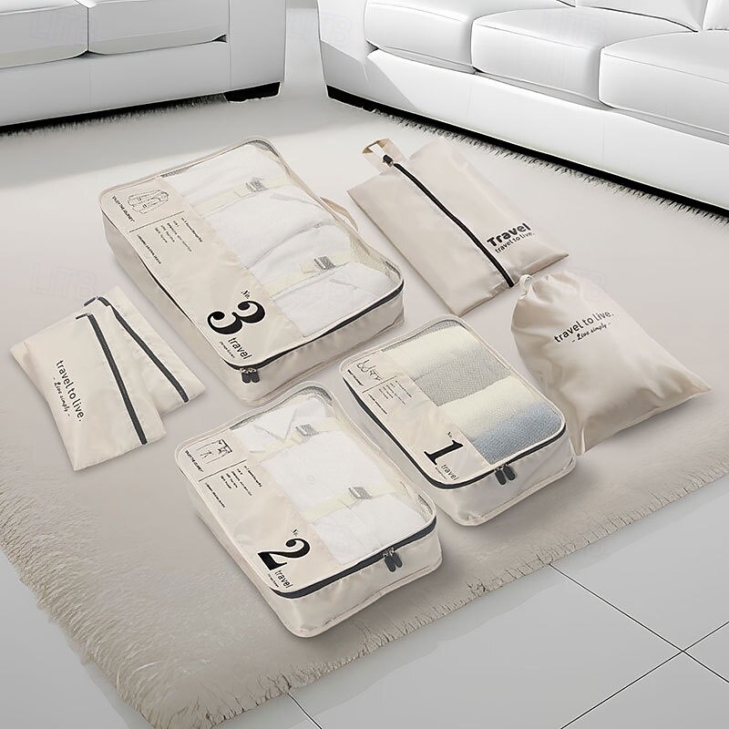 7-Piece Compression Packing Cubes Set for Travel, Luggage Organizer, Clothes, Underwear, and Shoes Storage Bags, Portable Sorting and Organizing Travel Accessories3