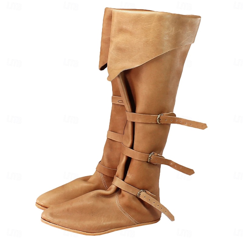 Retro Vintage Medieval Renaissance Shoes Boots Turn Shoes Pirate Viking Elven Fancy Dress Men's Viking Fantasy Halloween Carnival Performance Party LARP Adults' Shoes