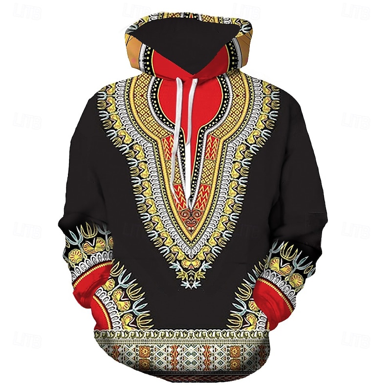 Men's Plus Size Hoodie Big and Tall Bohemian Style Hooded Long Sleeve Spring &  Fall Designer Sportswear Casual Big and Tall Casual Daily Tops2