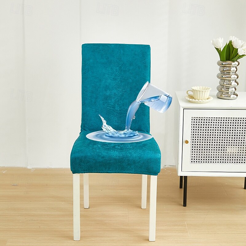 Dining Chair Cover Thickened Waterproof Anti-fouling  Leather All-inclusive Home Restaurant Chair Covers Technology Cloth3