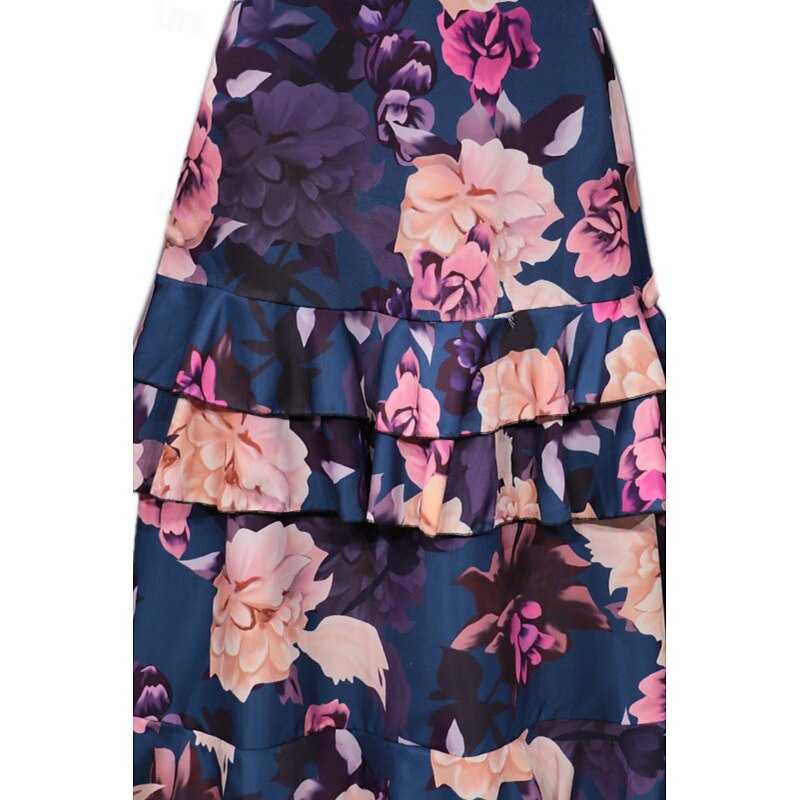 Women's Long Dress Maxi Dress Two Piece Dress Peplum Dresses Fashion Holiday Tea Party Going out Regular Fit Flower Sleeveless Spaghetti Strap Red Navy Blue Green Summer2