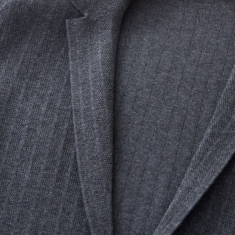 Men's Blazer Jacket Sweater Coat School Formal Wedding Elegant Warm Spring Fall Wool Nylon Solid Color Jacquard Multiple Pockets Comfy Single Breasted Two-button Blazer Black Dark Grey Army Green4