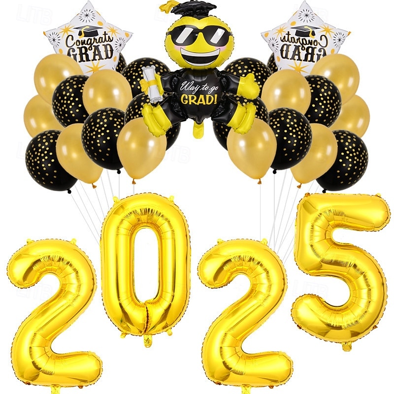2025 Graduation Party Balloon Decoration Set, Graduation Theme Party and Ceremony Setup, Cartoon Graduation Cap Balloons, Scene Decor for Celebration2