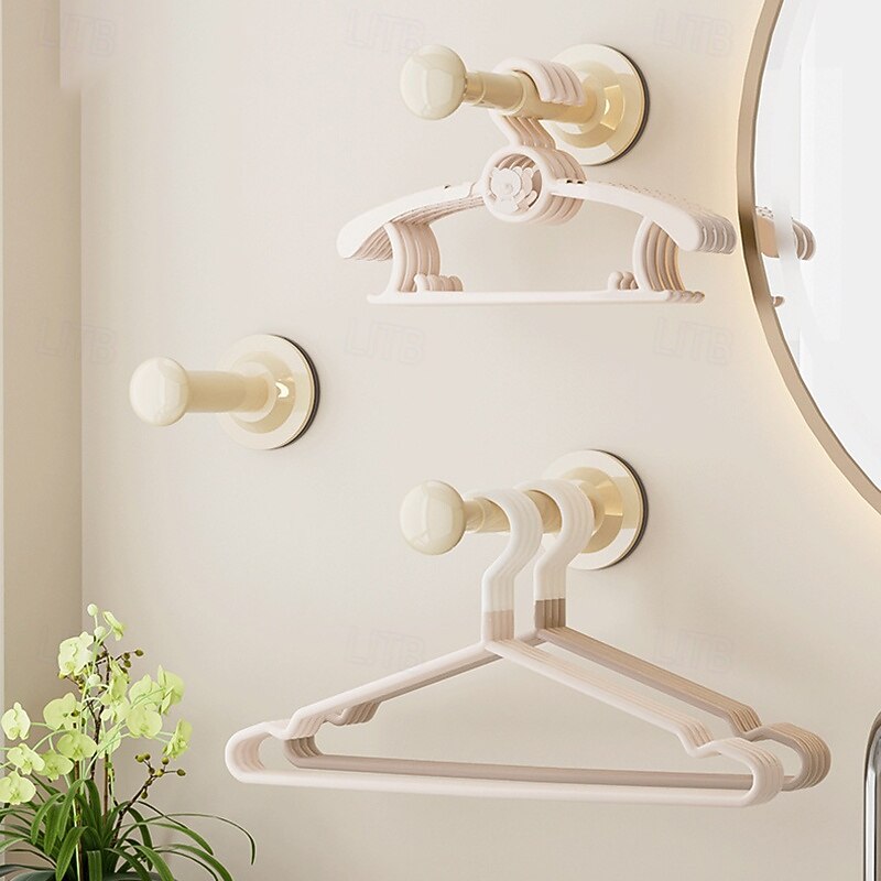 Suction Cup Clothes Hanger Rack, No-Drill Retractable Wall-Mounted Drying Rack for Balcony and Home Organization2
