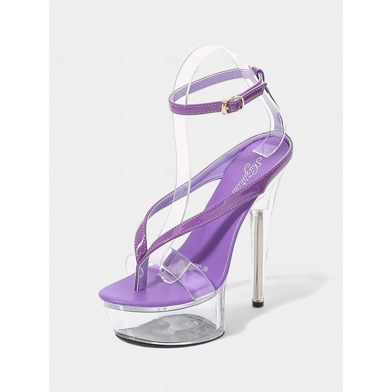 Lavender Platform Clear Heel Sandals – Sexy Nightclub & Performance Stiletto Heels for Women4