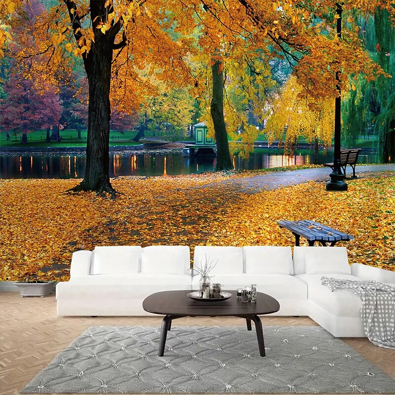 Autumn Yellow Forest Scenery  Hanging tapestry mural art large-scale tapestry mural decoration photos background carpet curtains home bedroom living room decoration3