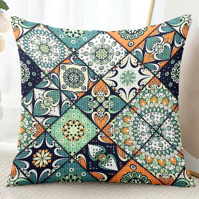Mandala Bohemian Decorative Toss Pillows Cover 1PC Soft Square Couch Cushion Case Pillowcase for Bedroom Livingroom Sofa Chair3