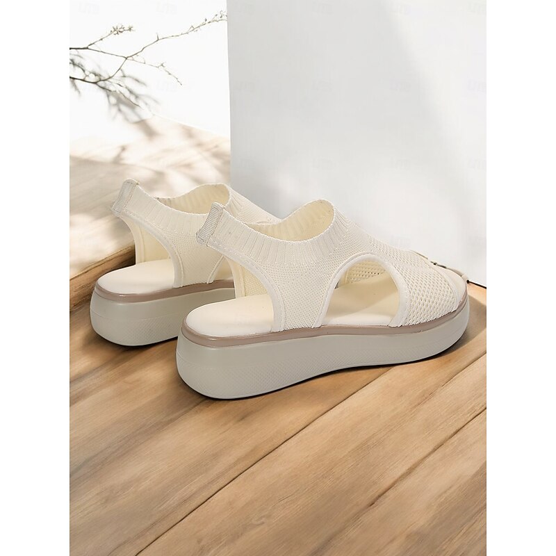 Women's Breathable Knit Slip-On Platform Sandals – Casual Open-Toe Comfort Footwear for Summer walking, Casual Outings and Travel4