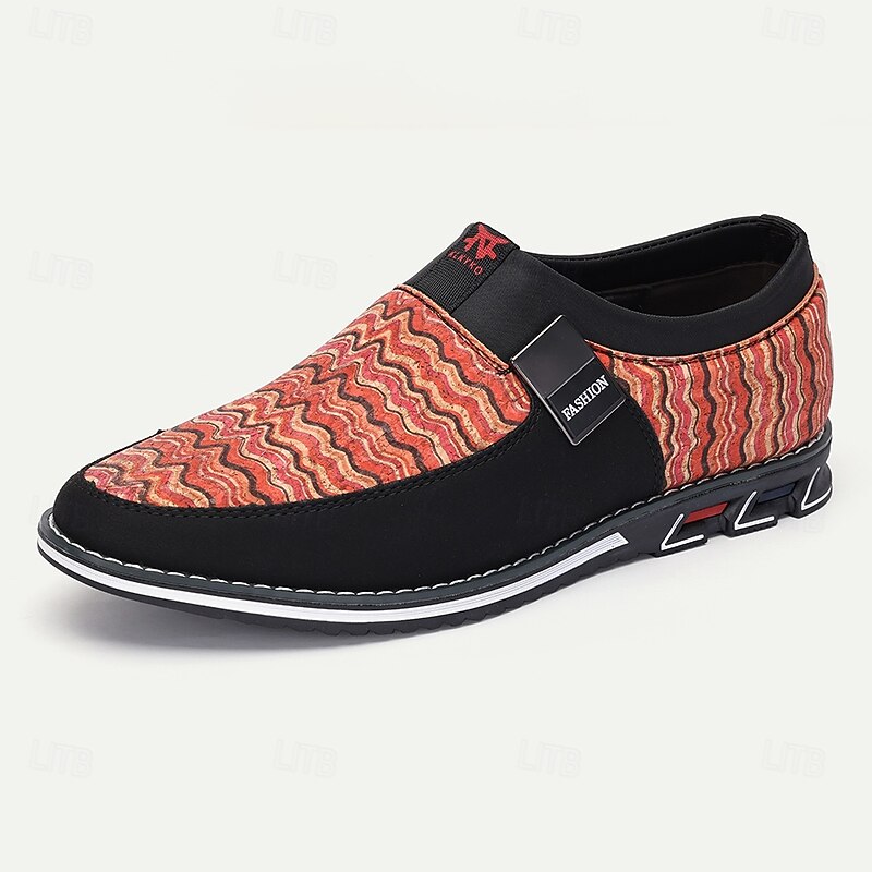 Men's Casual Slip-On Shoes, Vibrant Wavy Pattern, Lightweight Comfort, Urban Fashion Footwear3