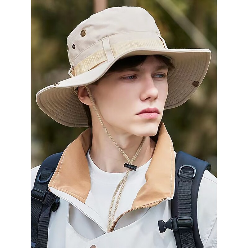Men's Wide Brim Sun Hat - Foldable Outdoor Wide Brim Hat with Chin Strap, Breathable and UV Protection for Hiking, Fishing, Camping and Hunting3