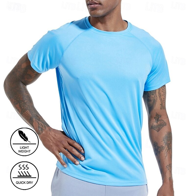 Men's T Shirt Tee Short Sleeve Shirt Tee Top Short Sleeve Crew Neck Summer Plain Fashion Designer Basic Classic Vacation Street Going out Black White Sky Blue Top Tee for Men