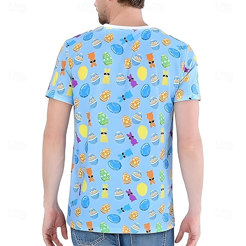Easter Men's Tuxedo Costume T Shirt Short Sleeve T shirt 3D Print Crew Neck Shirt Exaggerated Designer Party Holiday Club Blue Summer Spring Clothing Apparel S M L XL XXL XXXL3