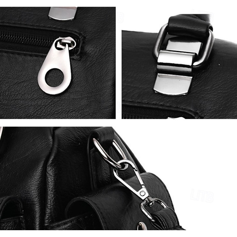 Women's Blue Faux Leather Handbag – Stylish Large Capacity Shoulder Bag with Pockets for Work & Travel2